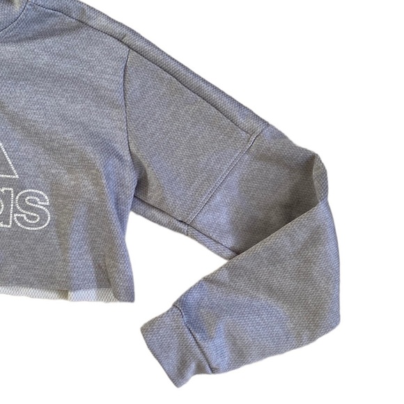 Adidas CLIMAWARM Hoodie Spell Out Gray Sweatshirt Womens Medium - Picture 2 of 4